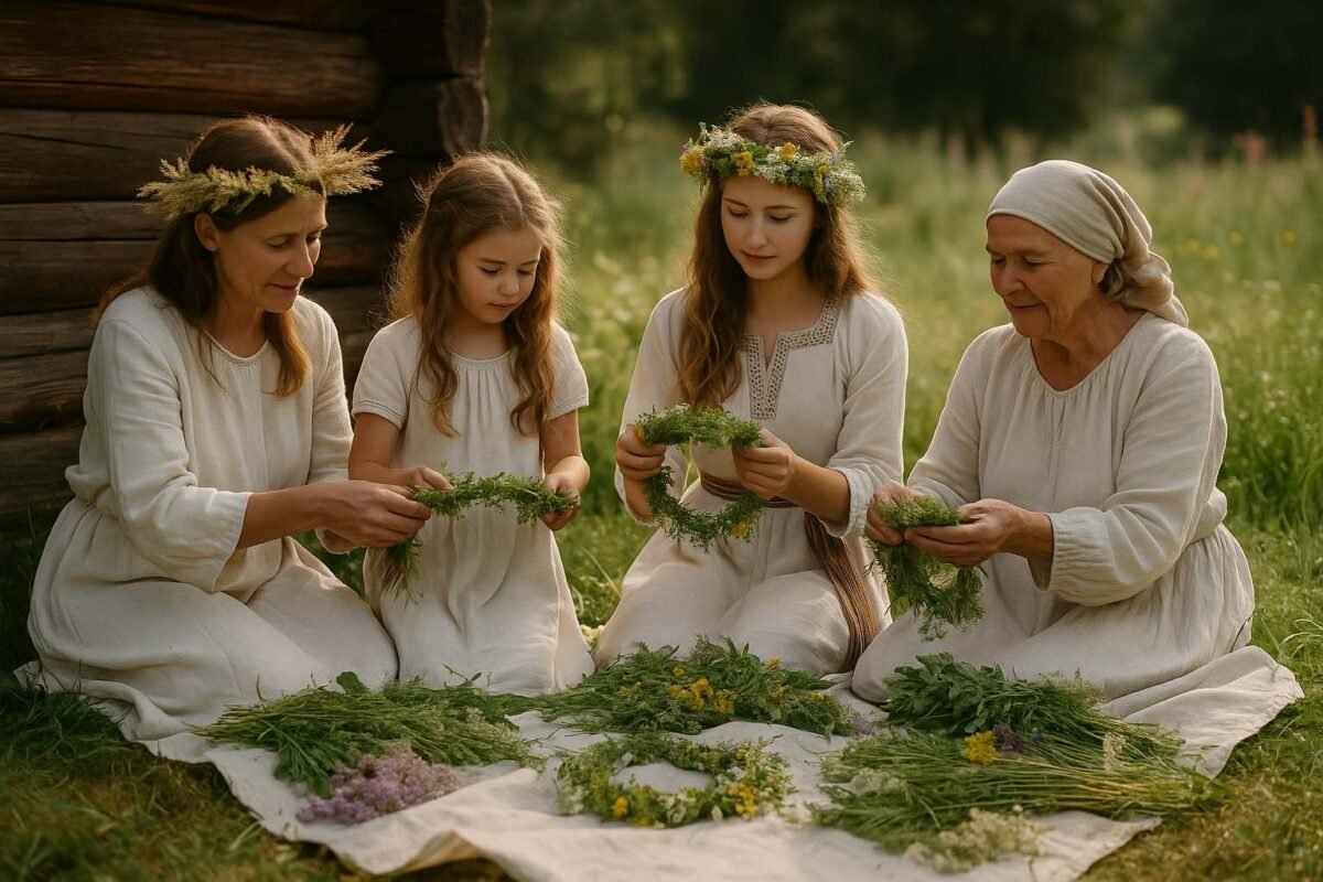 Kupoliavimas žolių rinkimas ir vainikų pynimas